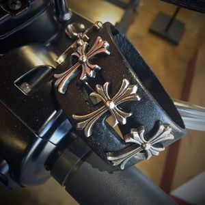 Leather & Stainless Steel Cross Cuff