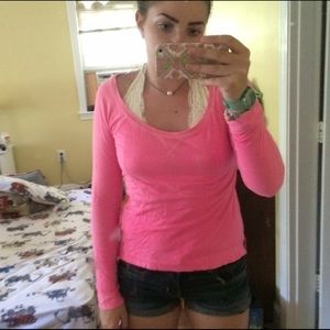 bright pink scoop neck