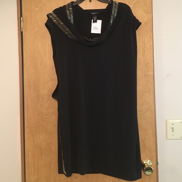 Women's black dress with gold accents. Size large