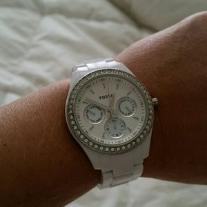 Women's white Fossil watch