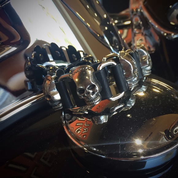 Franken-Skull Leather Bracelet