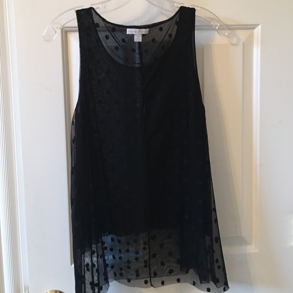 Sheer polka dot s/l top