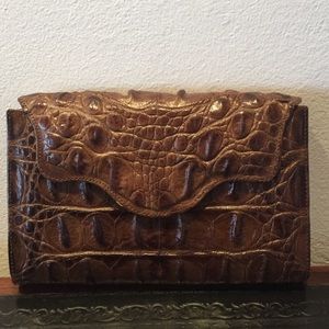 Rare Veari brown crocodile clutch!!