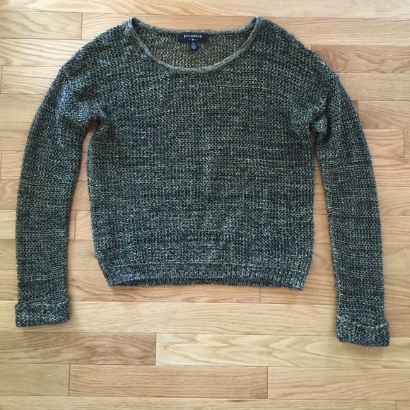 Sparkly Gold Black Knit Sweater