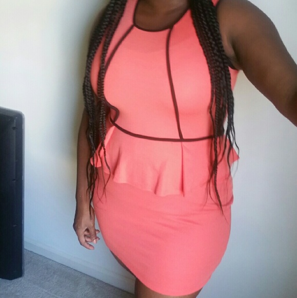 Salmon Peplum Dress - Picture 2 of 2