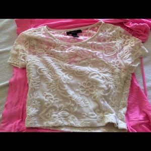 white lace crop top