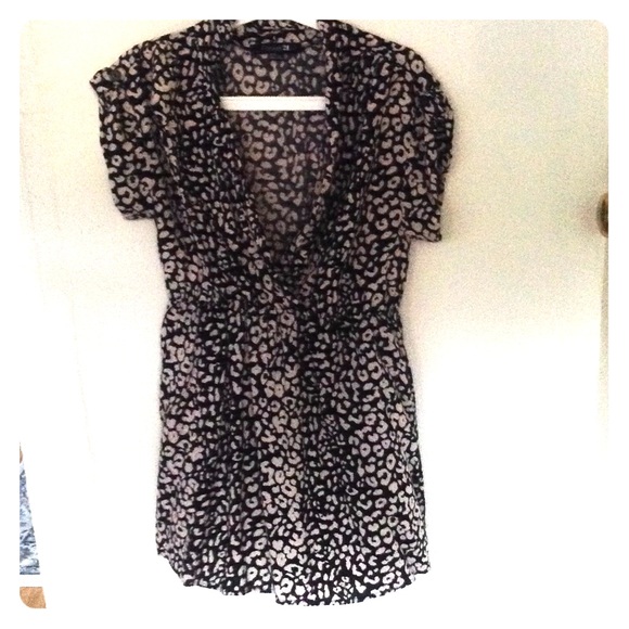 Black and white animal print low cut dress