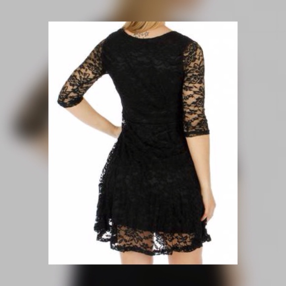Black floral lace fit n flare dress - Picture 4 of 4