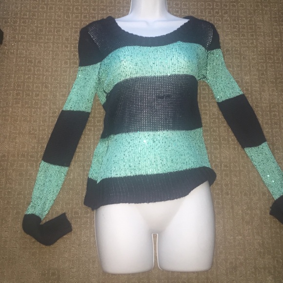 Navy blue and aqua sparkly sweater. Never worn