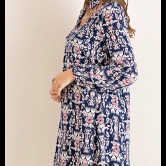 DAMASK PRINTED LONG SLEEVE SHIFT DRESS~NWT - Picture 2 of 4