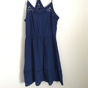 Deep Blue Racerback Silk Party Dress