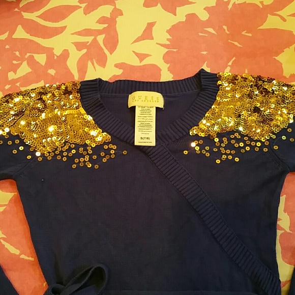 Girls Adorable blue and gold sweater dress/tunic - Picture 2 of 3