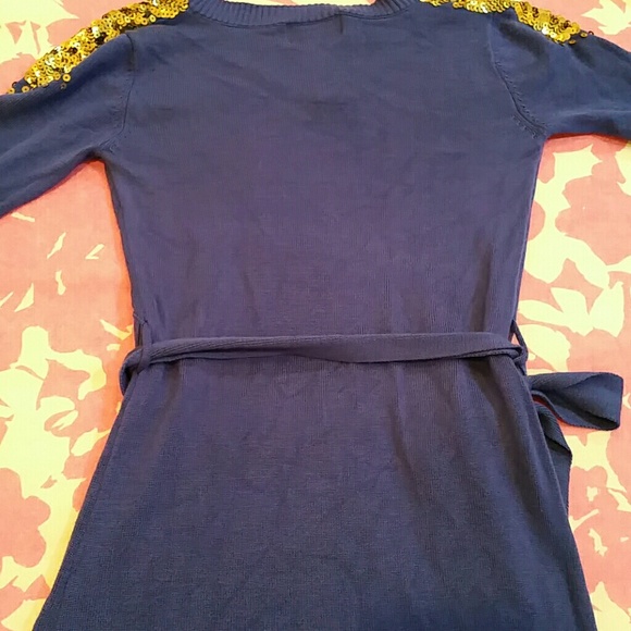 Girls Adorable blue and gold sweater dress/tunic - Picture 3 of 3