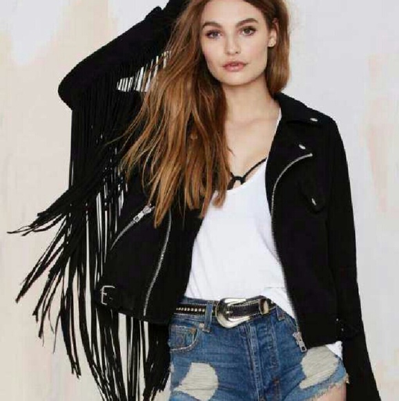 SOLD Nasty Gal Runway Fringe Suede MotoJacket SOLD