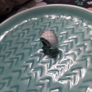 Pandora White facet murano bead