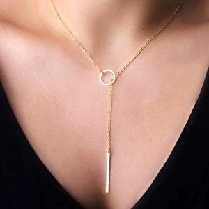 LAST ONE! Gold Circle Bar Y Drop Necklace