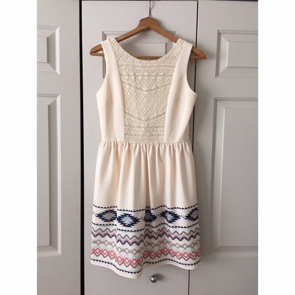 Cream southwest-inspired print dress