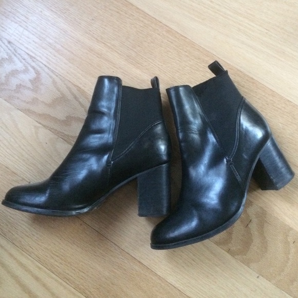 Black leather booties
