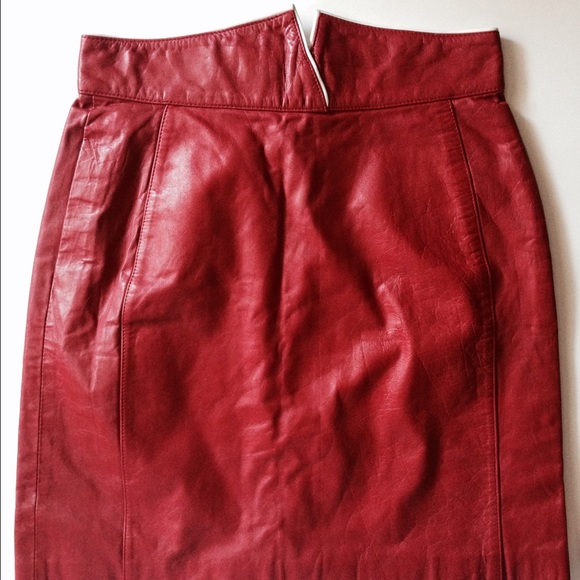 Wilsons Suede & Leather Dresses & Skirts - Vintage Wilsons Suede & Leather Red Leather Skirt