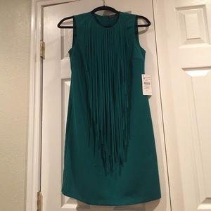 NWT Zara fringe shift dress in teal. XS