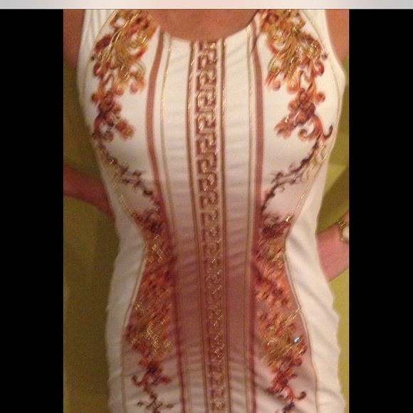 Roberto Cavalli Dresses & Skirts - NWT White Roberto Cavalli Tank Dress with Red&Gold
