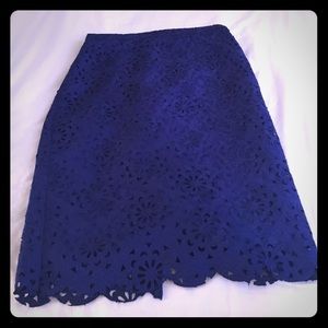 Electric blue lace pencil skirt