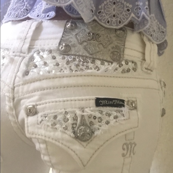 White Jeweled Miss Me Jeans