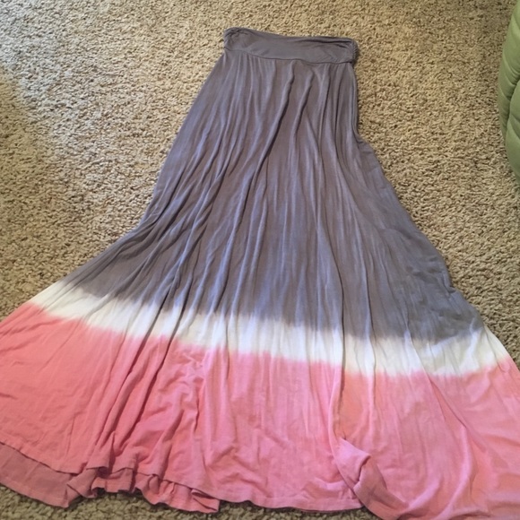 Pink & Gray Maxi Skirt