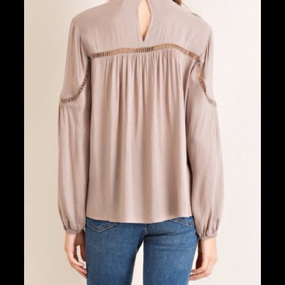 PEASANT TOP FEATURING MOCK NECKLINE - Picture 3 of 3