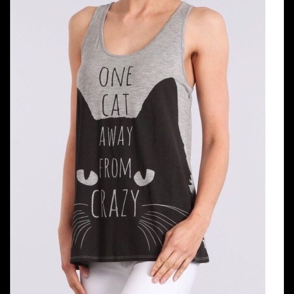 ONE CAT AWAY FROM CRAZY" TANK😻/SIZE M - Picture 2 of 8