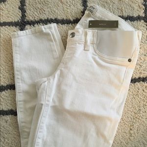 Maternity white pull-on toothpick jeans