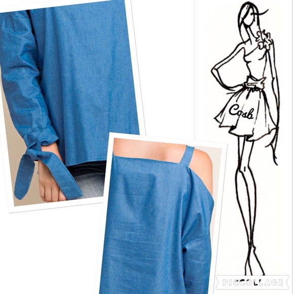 Denim Long Sleeve Top w/Ties - Picture 4 of 4