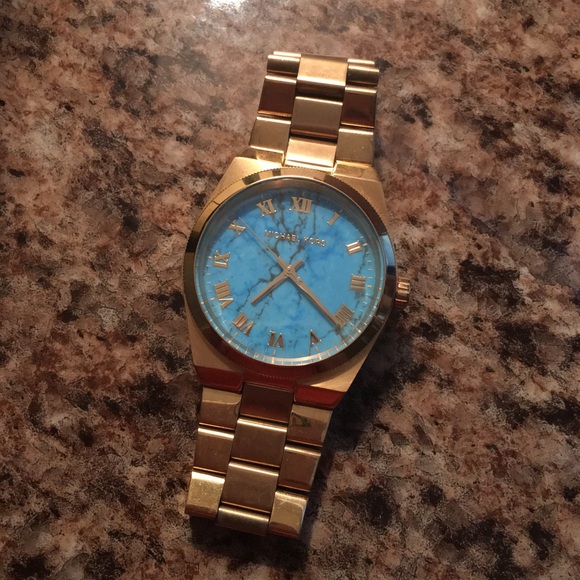 Turquoise and Gold Michael Kors Designer Watch