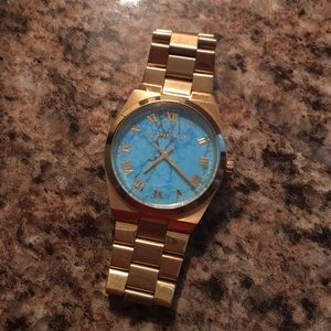 Turquoise and Gold Michael Kors Designer Watch
