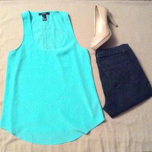 Forever 21 Bright Teal Flowy Tank