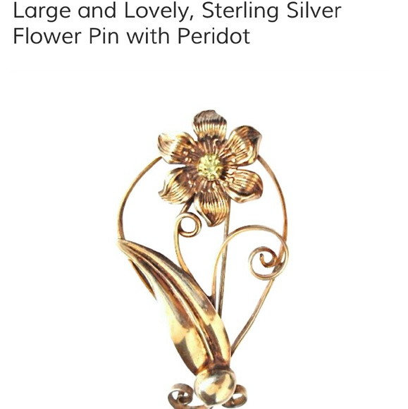 Pretty in Peridot, Sterling Silver Brooch/Pin