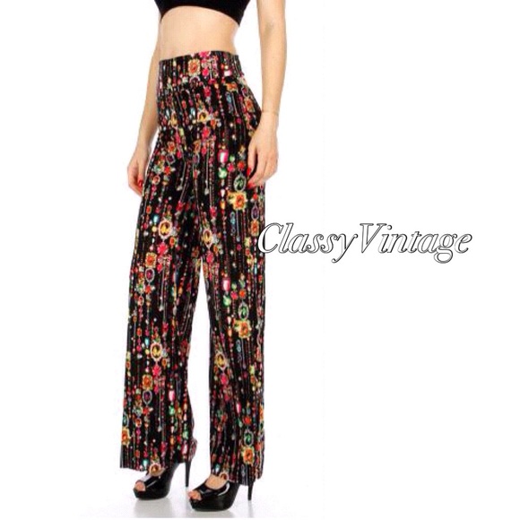 Pants - Be- jeweled palazzo pants
