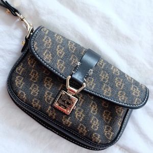 Dooney & Bourke Black Leather, Denim Logo Wristlet