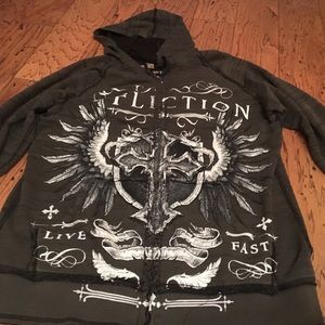 Affliction zip up jacket with hood