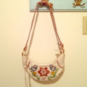 LOOP white leather festival hobo with boho detail
