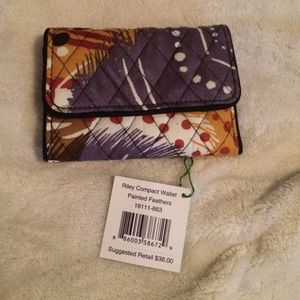 Vera Bradley Painted Feathers Riley Compact Wallet