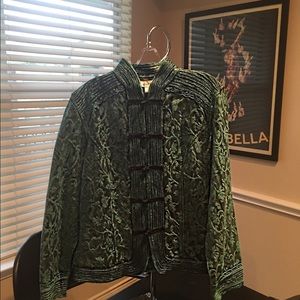 Mandarin style green brocade jacket