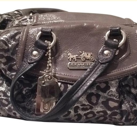 Leopard and leather coach purse
