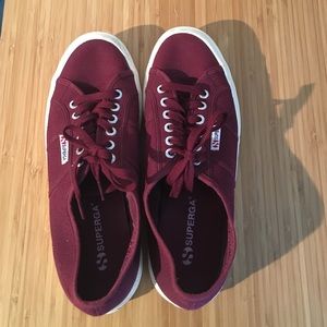 Superga red lace up sneakers