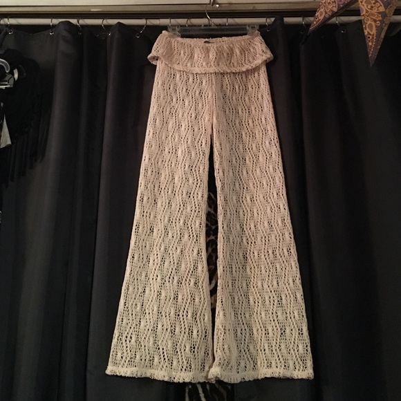 Cream colored pants/ bathing suit coverup