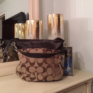 Dark and light brown coach bag