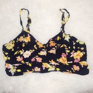 MotelRocks Black Floral Patterened Bralette Top