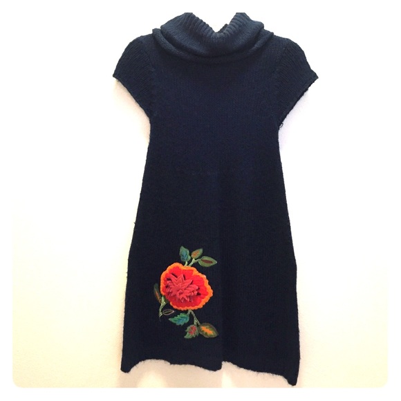 Judith March sweater dress with embroidered flower