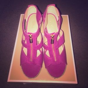 Michael Kors Fuschia Canvas Damita Wedge
