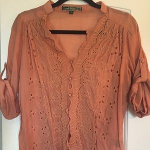 Eyelet button up blouse